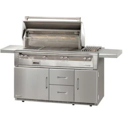Alfresco ALXE 56" Grill Refrigerated Cart W Sear Zone, Side Burner