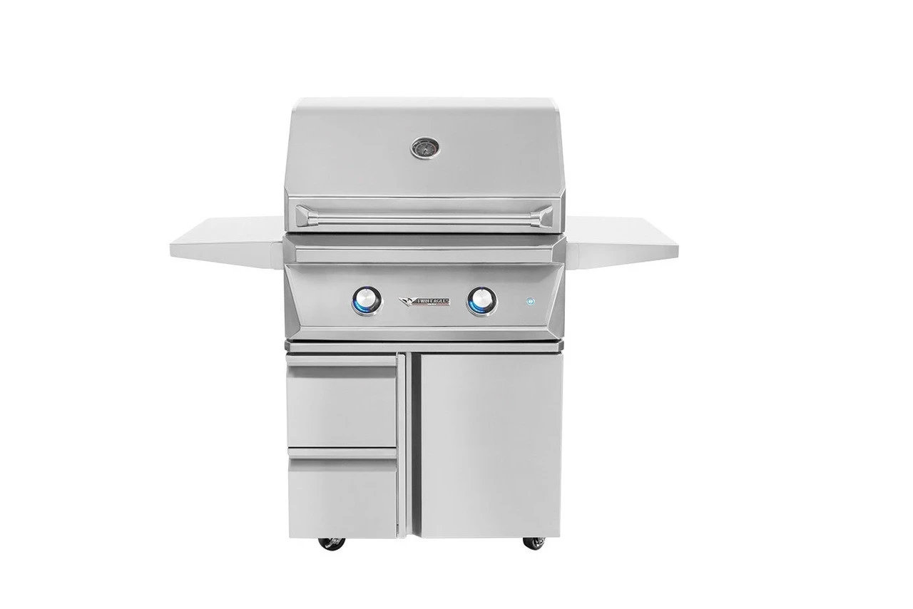 Twin Eagles 30" Grill On Cart Base With 2 Drawers, 1 Door - TEBQ30 + TEGB30SD 3 Twin Eagles 30" Grill On Cart Base With 2 Drawers, 1 Door - TEBQ30 + TEGB30SD